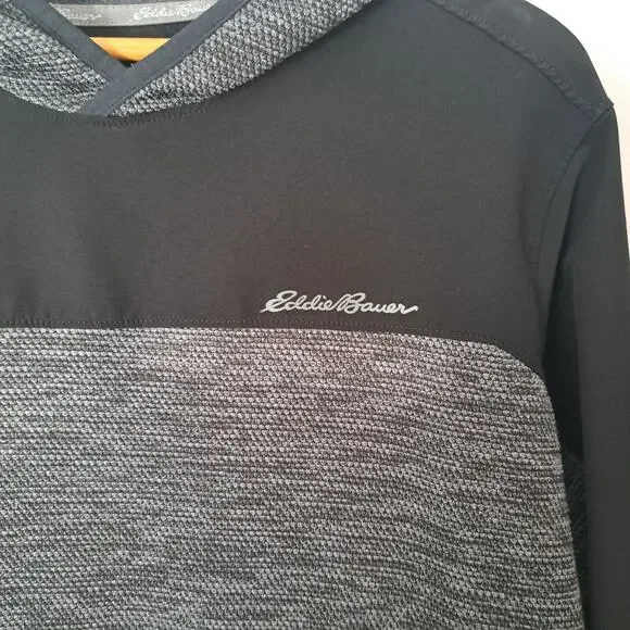 Eddie Bauer Heather Grey/Black FreeDry Hoodie Pullover Men's Tall Large - Picture 3 of 5